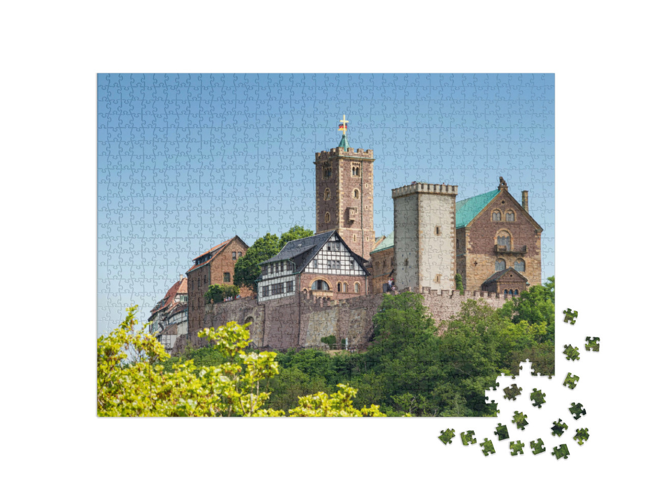 Puzzel 1000 stukjes „Uitzicht op het beroemde kasteel Wartburg - Werelderfgoed, Thüringen, Duitsland“