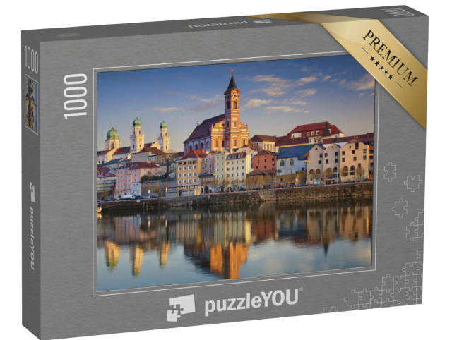 Puzzel 1000 stukjes „Zicht op Passau bij zonsondergang, Beieren, Duitsland“