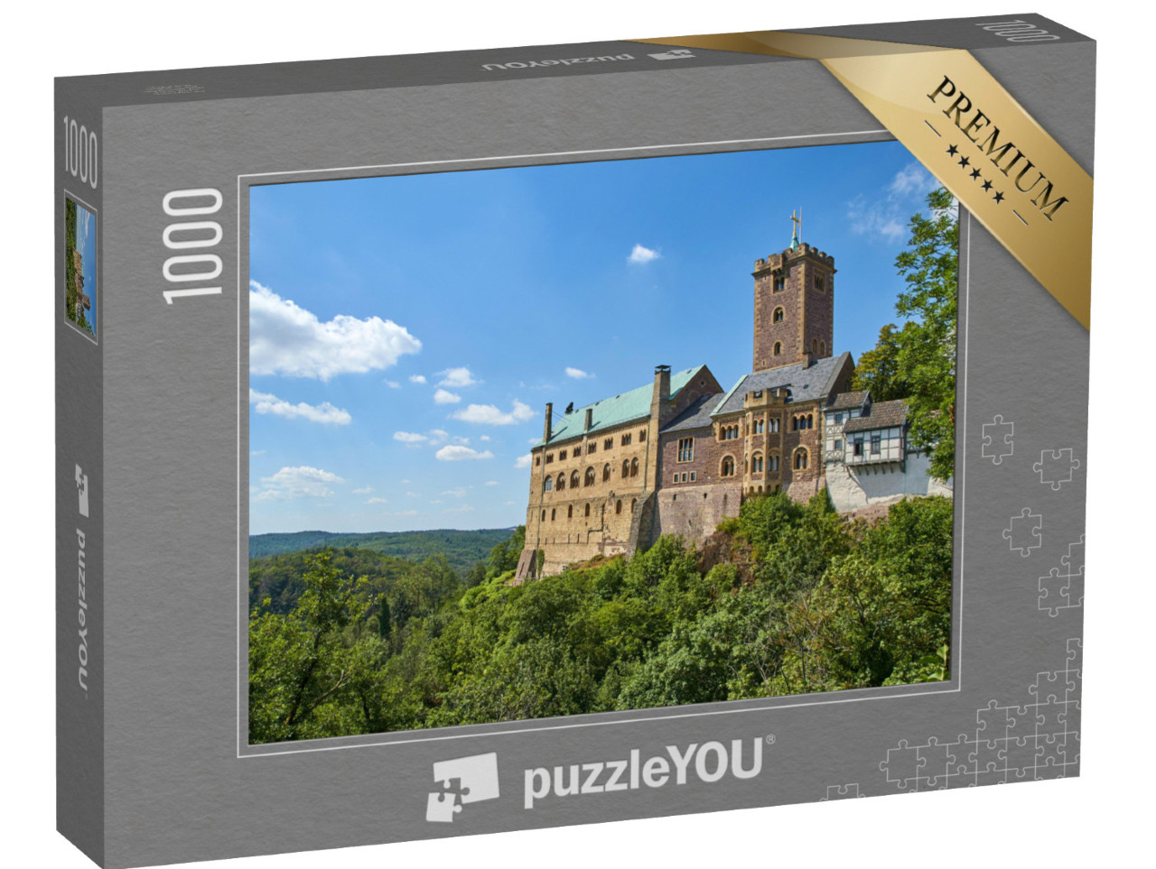 Puzzel 1000 stukjes „De Wartburg op een groene heuvel“
