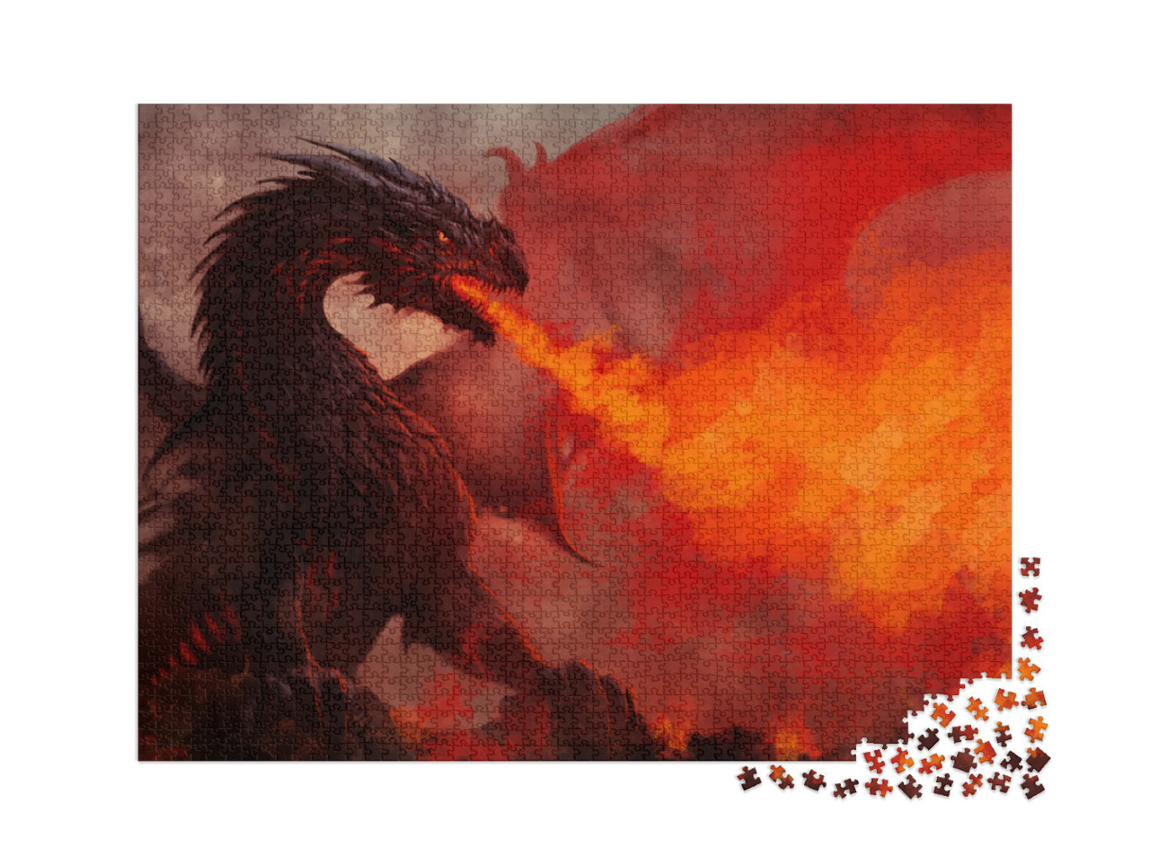 Puzzel 2000 stukjes „Draak met zwarte vleugels“