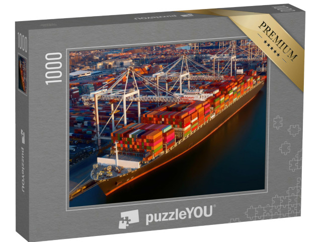 Puzzel 1000 stukjes „Containers op een enorm vrachtschip in de haven van Southampton“
