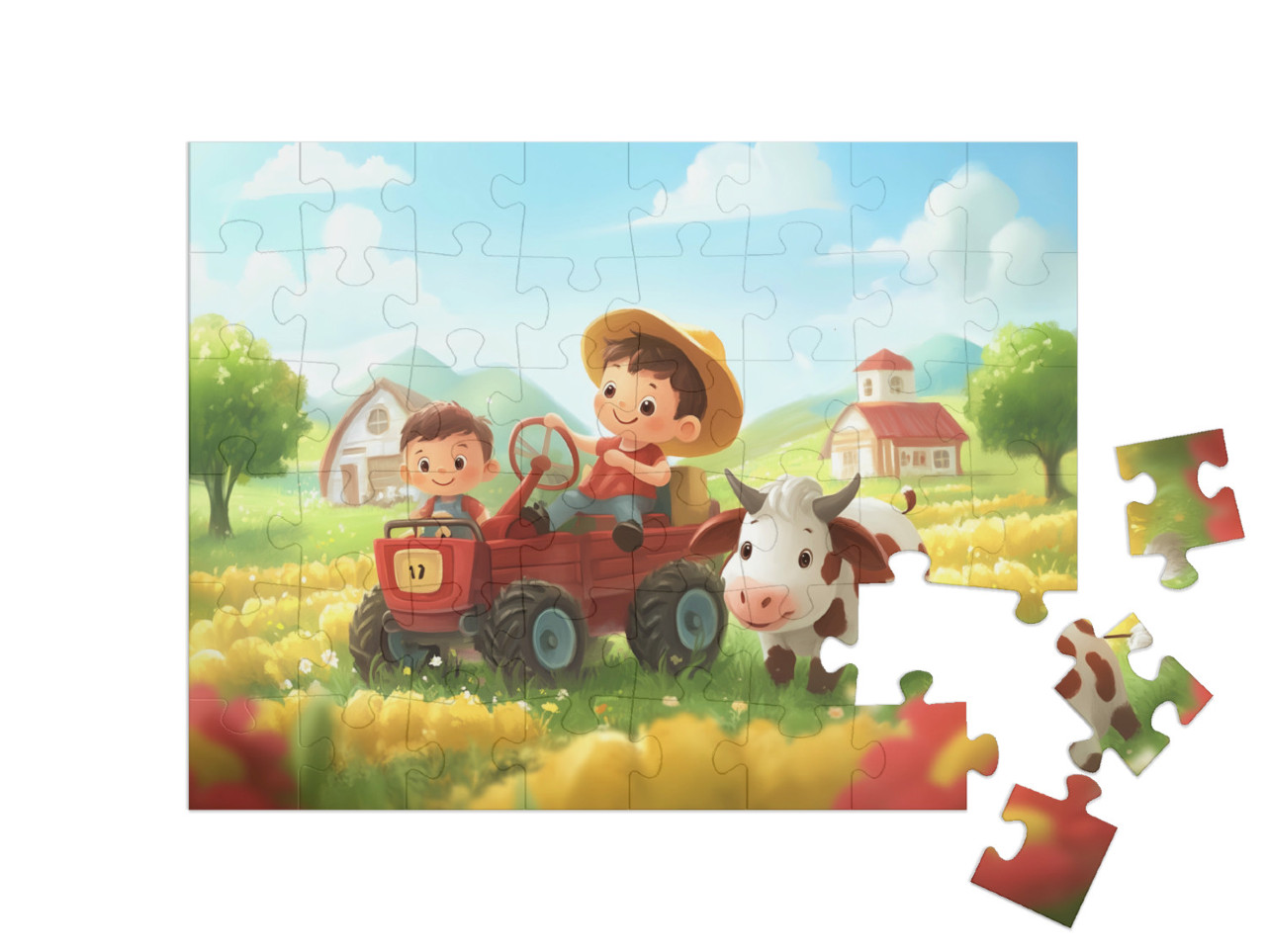 Puzzel 48 stukjes „Een dag op het platteland“