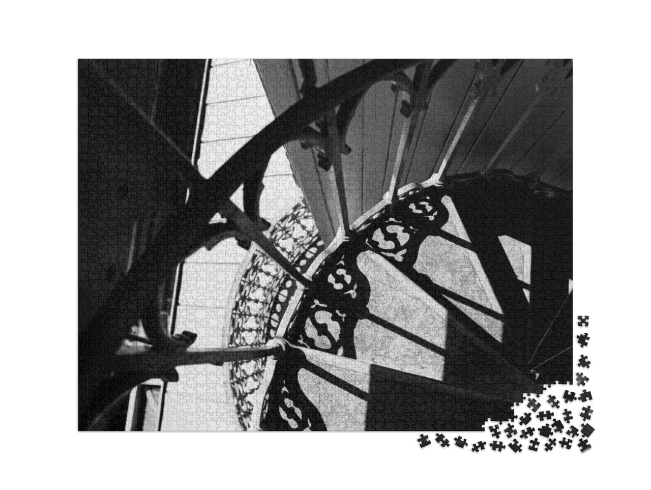 Puzzel 2000 stukjes „Abstracte zwart-wit fotografie met architecturale elementen“