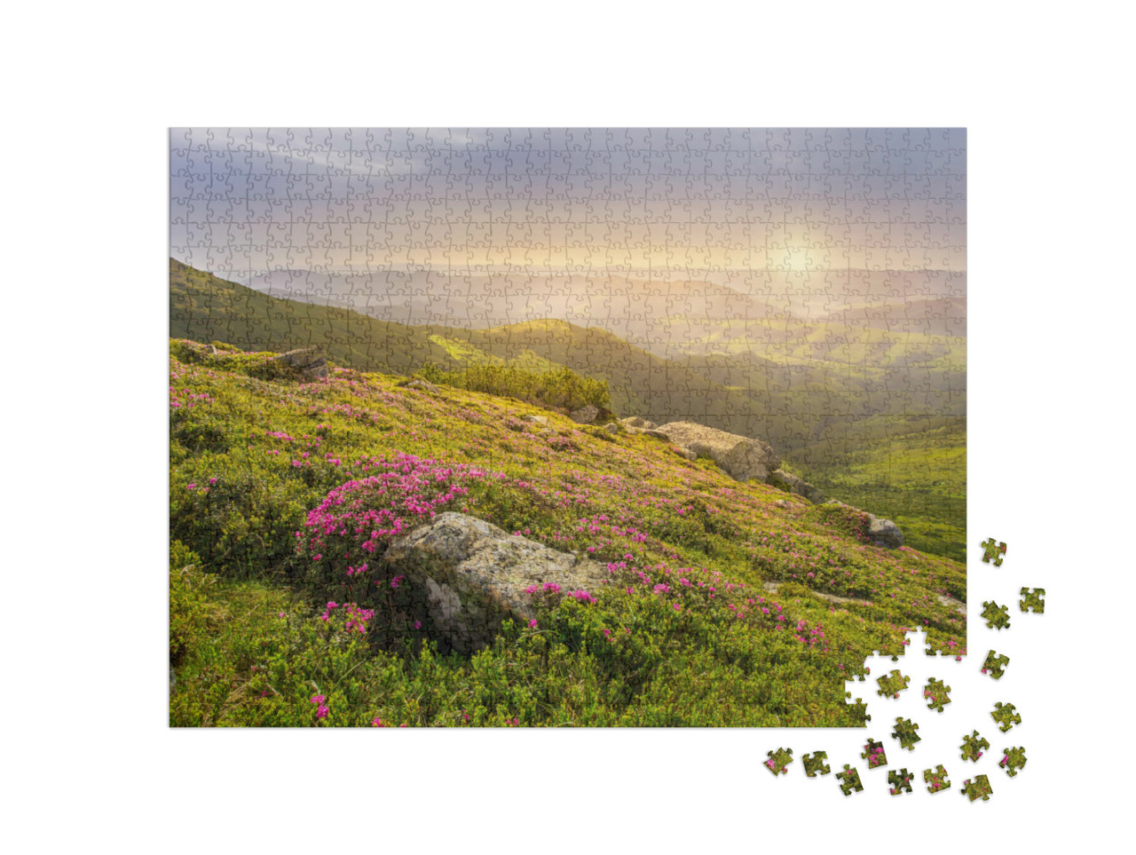 Puzzel 1000 stukjes „Lentelandschap in de bergen“