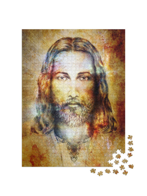 Puzzel 1000 stukjes „Potloodportret: Jezus Christus in het licht“
