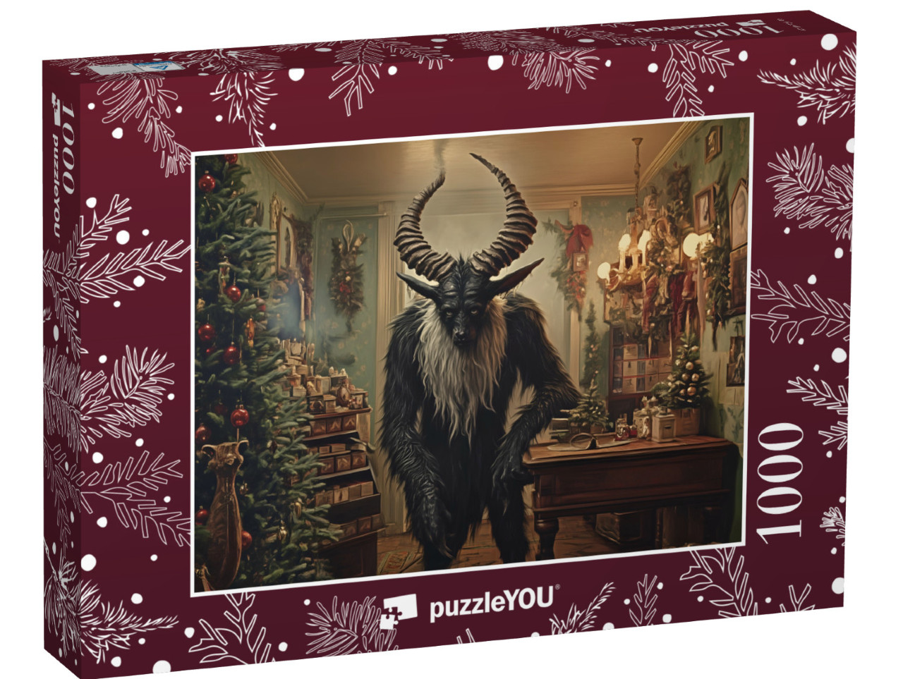 Puzzel 1000 stukjes „Krampus noir Monstre dans le magasin de Noël“