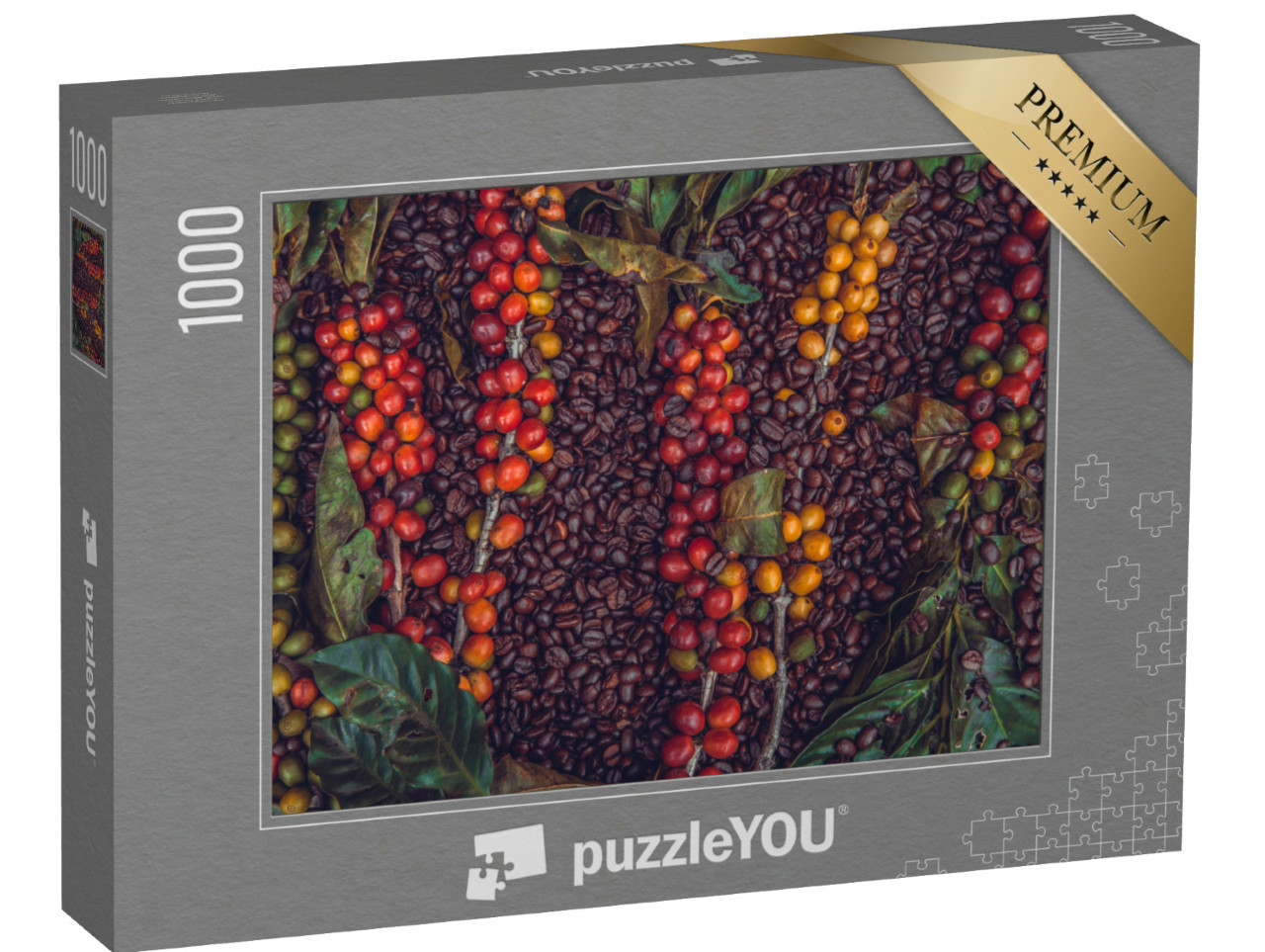 Puzzel 1000 stukjes „Koffiebonen en koffiebessen“