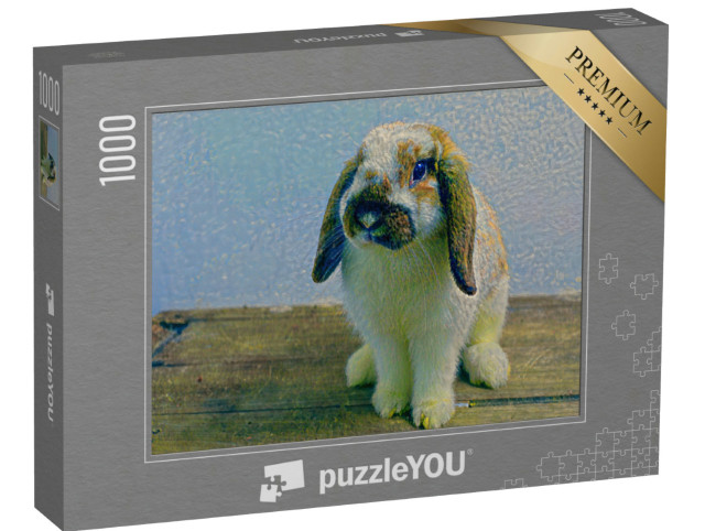 Puzzel 1000 stukjes „in de kunststijl van Claude Monet - Haas op een houten tafel - Puzzelverzameling Kunstenaars & Schilderijen“