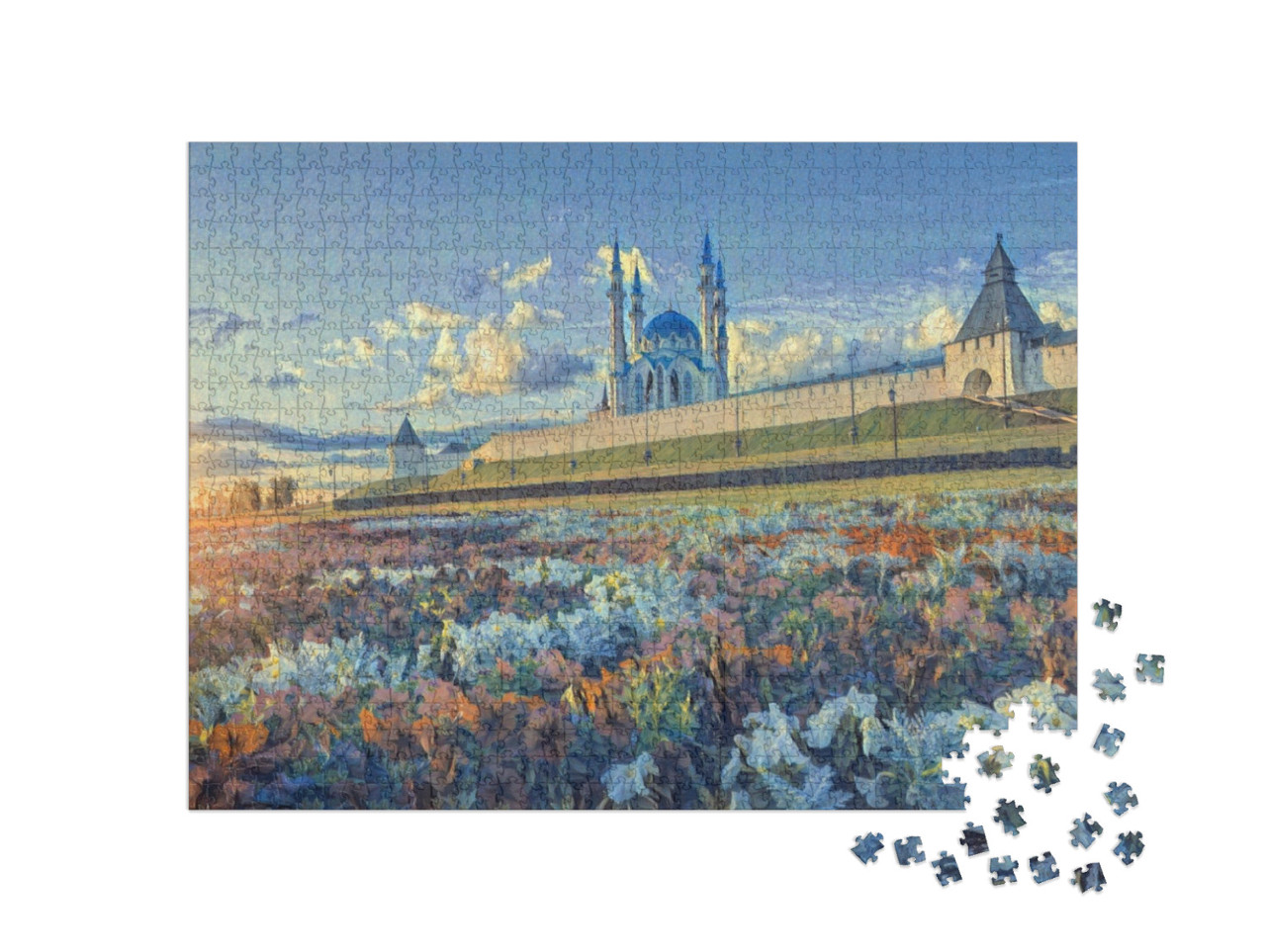 Puzzel 1000 stukjes „in de stijl van Paul-Cezanne - Bloemen in het Kazaanse Kremlin - Puzzelcollectie Kunstenaars & Schilderijen“