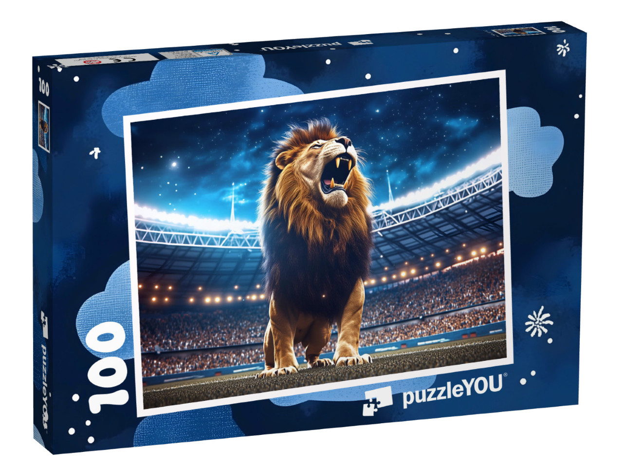 Puzzel 100 stukjes „Leeuwensterke kampioenen op het grasveld“