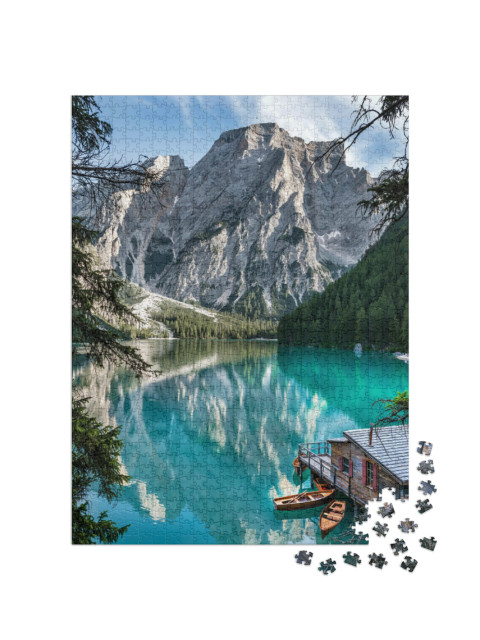 Puzzel 1000 stukjes „Prachtig meer van Braies, Italië“