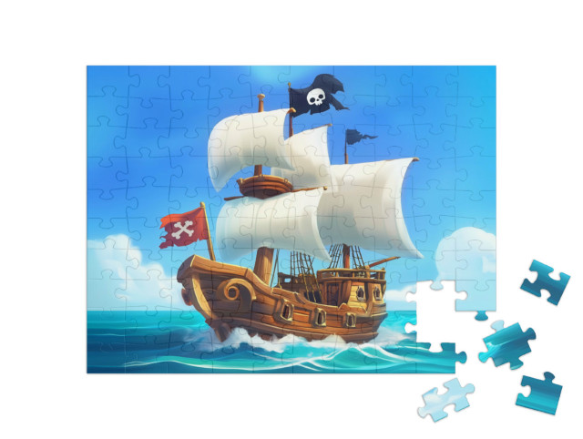 Puzzel 100 stukjes „Op avontuur met het piratenschip“