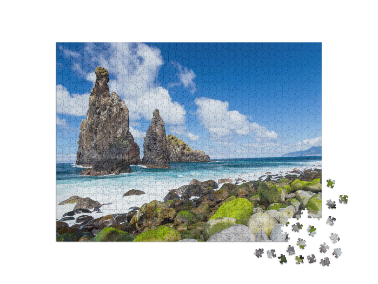 Puzzel 1000 stukjes „Rotskust met klein eiland Riberira da Janela, Madeira, Portugal“