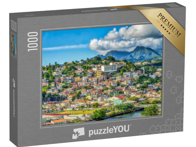 Puzzel 1000 stukjes „Huizen op hellingen in Fort-de-France, hoofdstad van Martinique, Frankrijk“