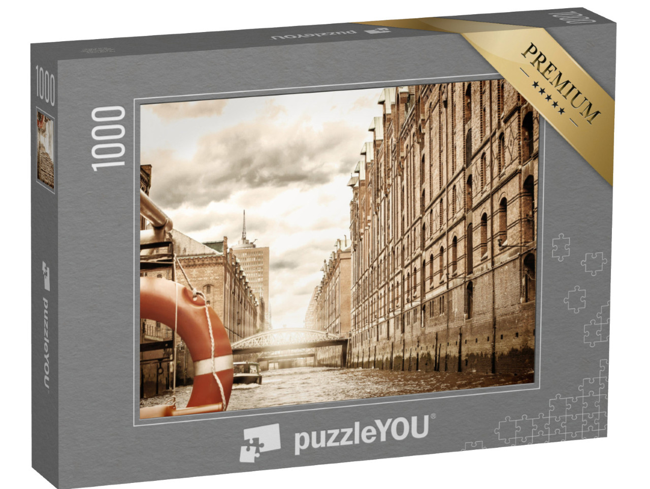 Puzzel 1000 stukjes „Het oude pakhuisdistrict in Hamburg“