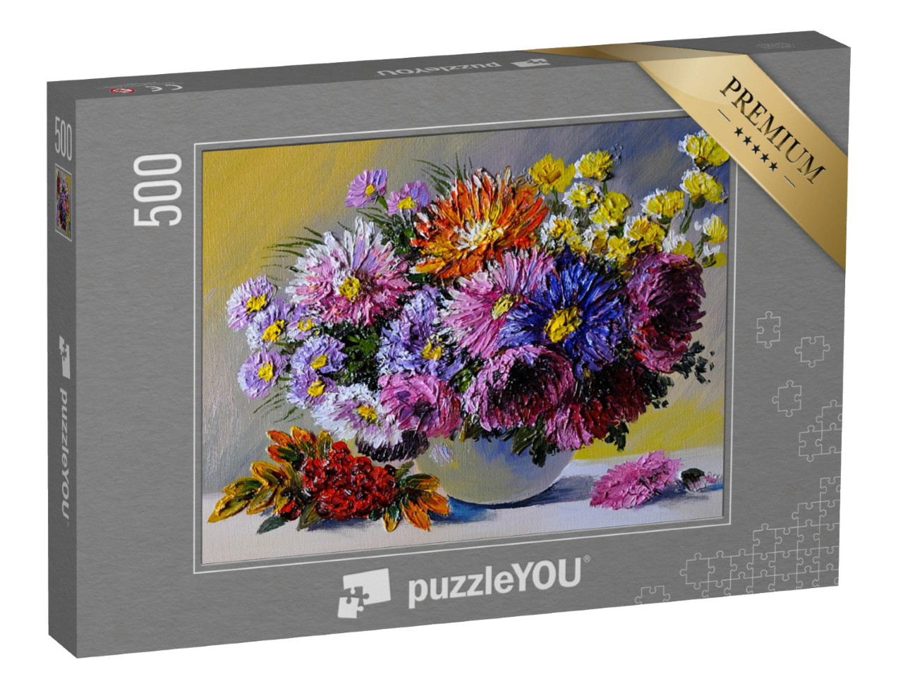 Puzzel 500 stukjes „Stilleven met bloemen op tafel“