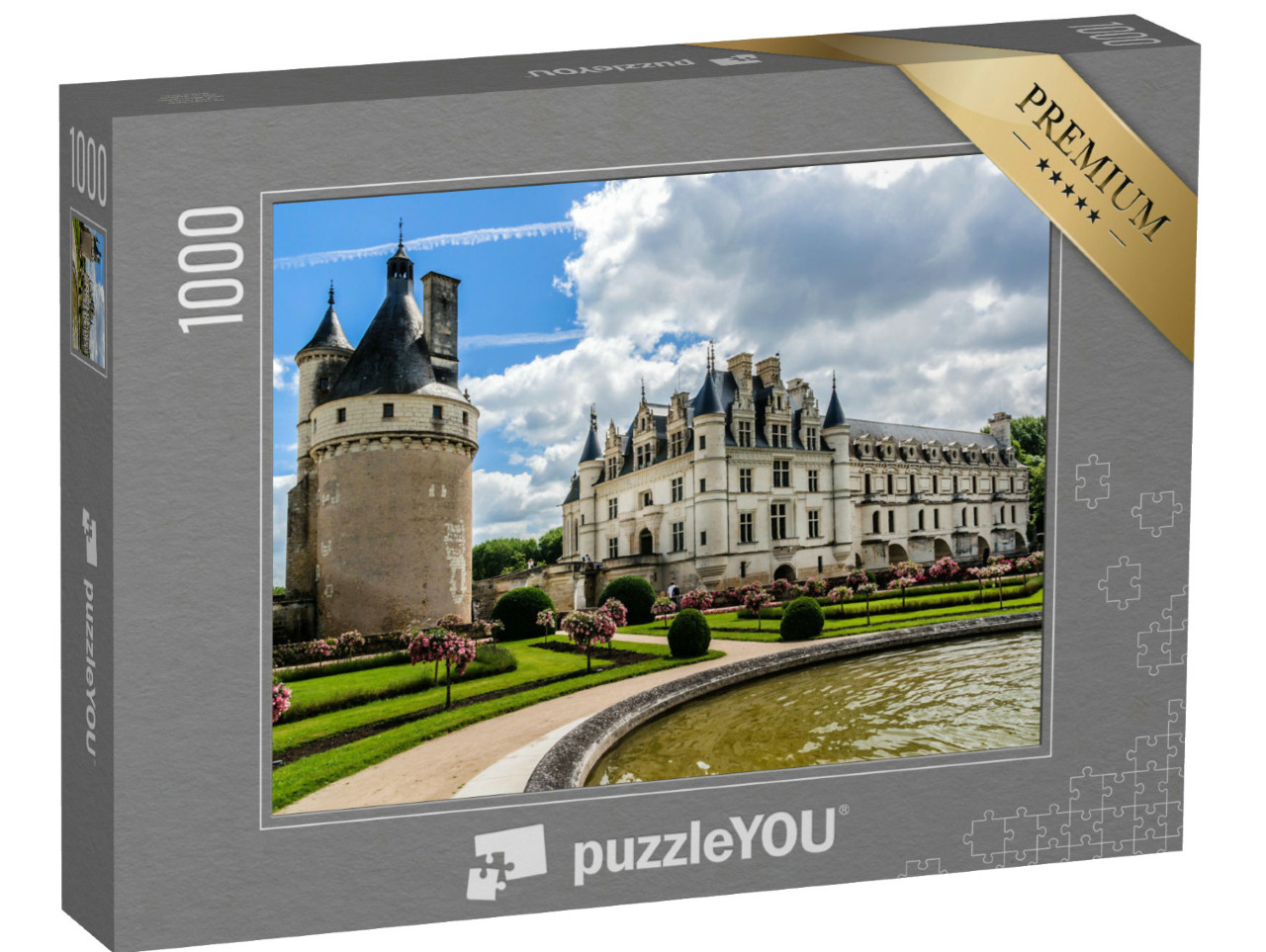 Puzzel 1000 stukjes „Kasteel van Chenonceau aan de rivier de Cher, Frankrijk“