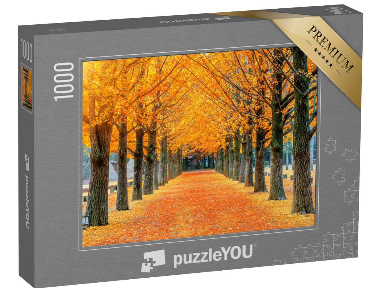 Puzzel 1000 stukjes „Rij gele ginkgobomen op het eiland Nami, Korea“