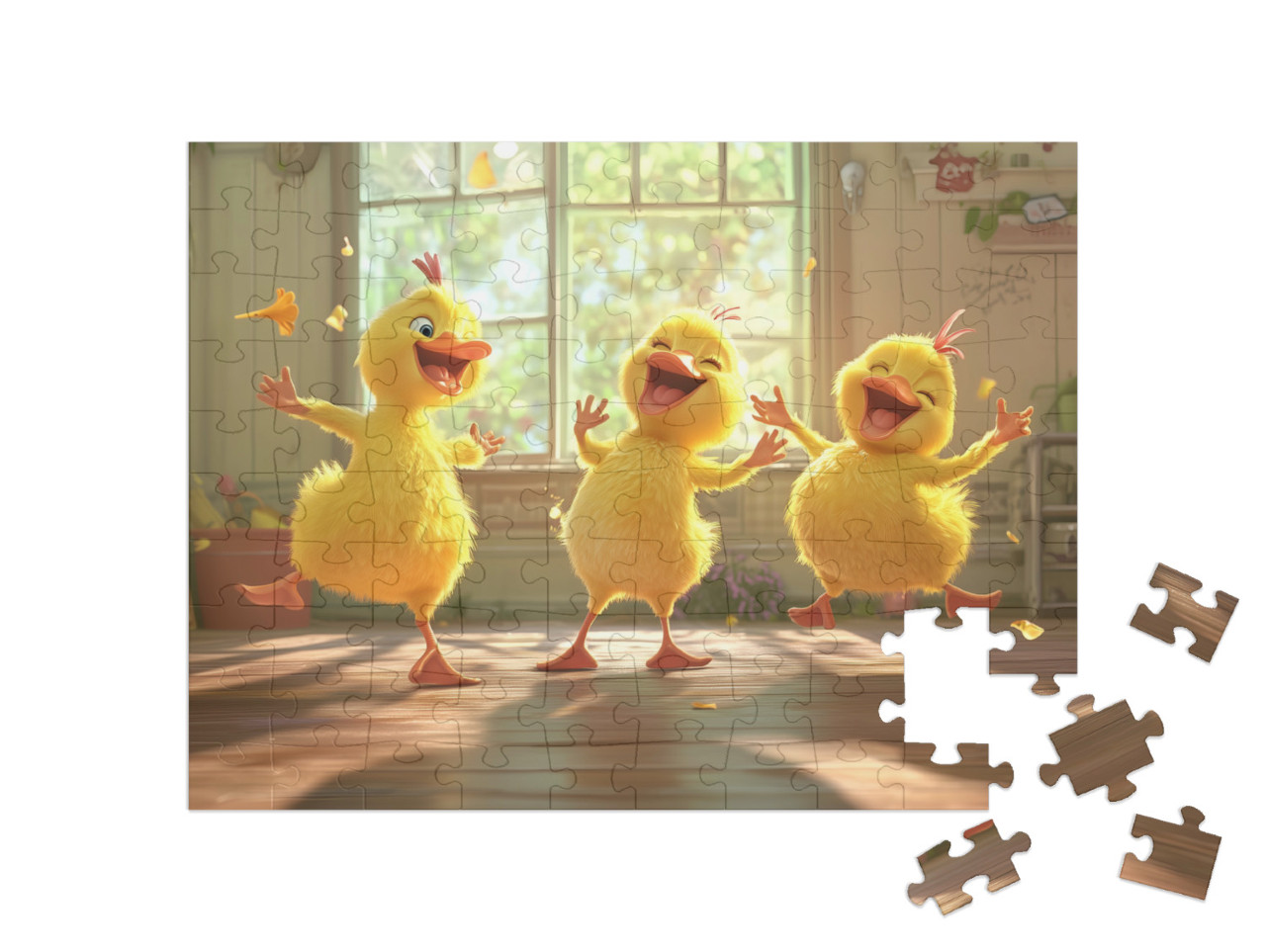 Puzzel 100 stukjes „Brutale veren: Kuikens in ritme“