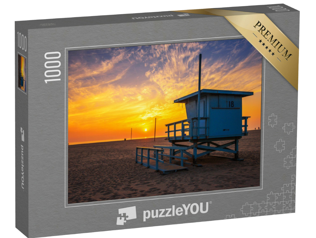 Puzzel 1000 stukjes „Zonsondergang op het strand in Santa Monica, Los Angeles“