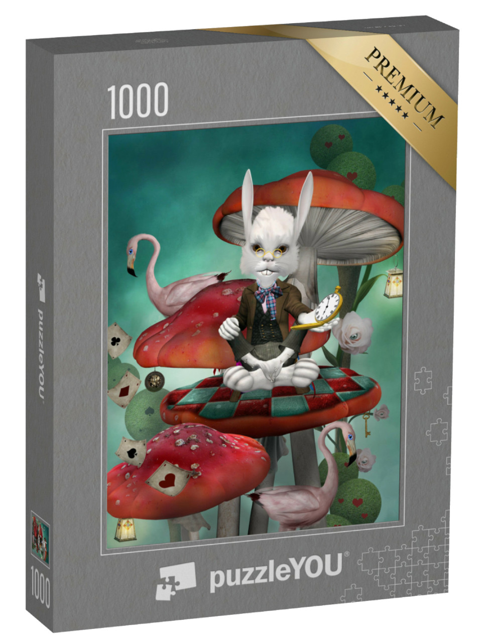 Puzzel 1000 stukjes „Alice in Wonderland konijn met klok“