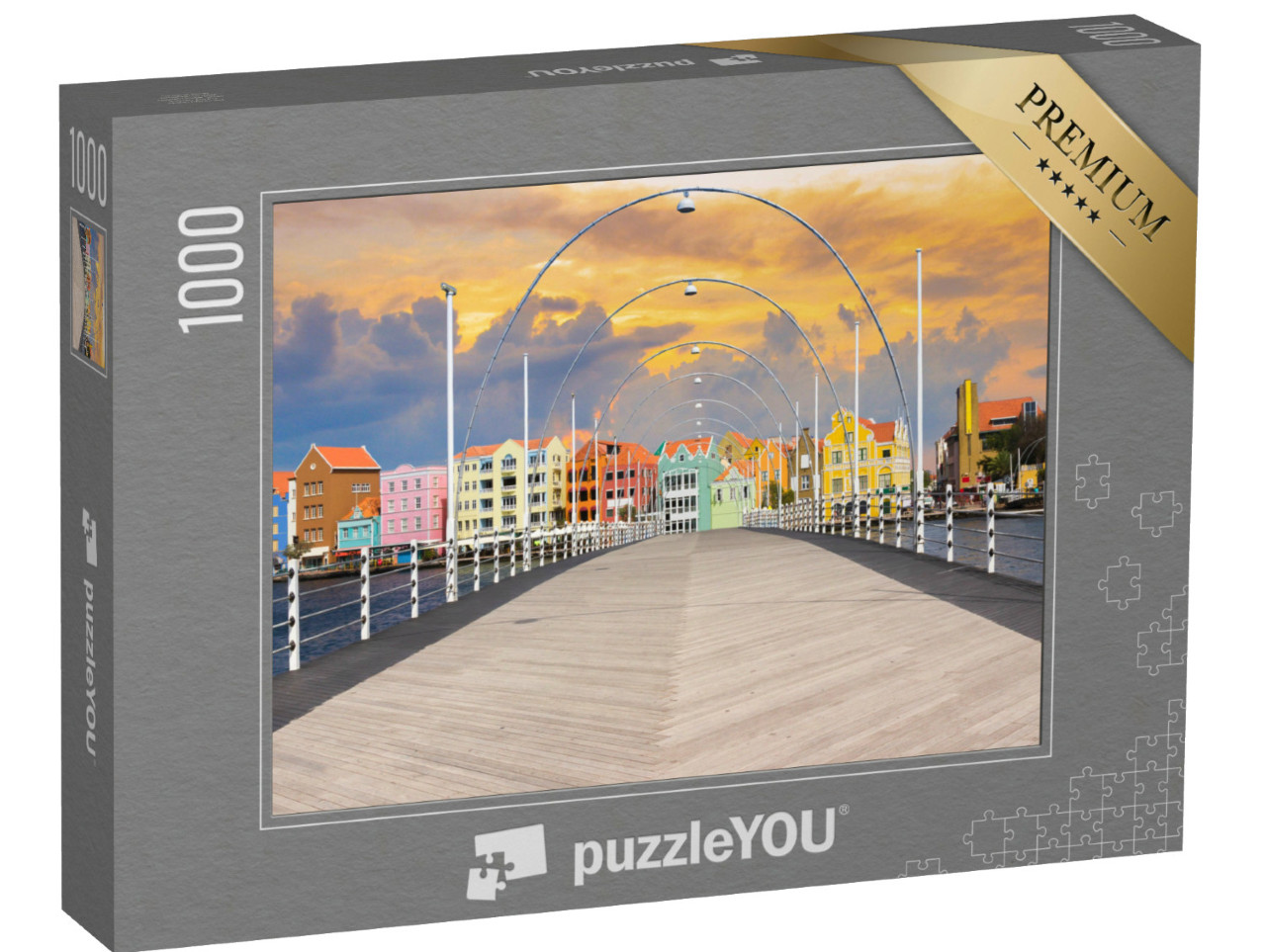 Puzzel 1000 stukjes „Drijvende Pantoonbrug in Willemstad, Curaçao“