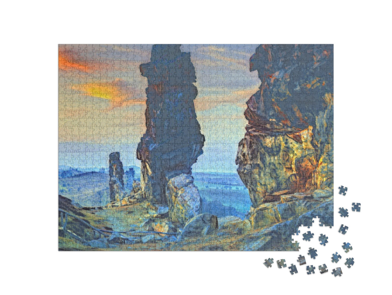 Puzzel 1000 stukjes „in de stijl van Paul-Cezanne - Duivelsmuur in het Harzgebergte, Duitsland“