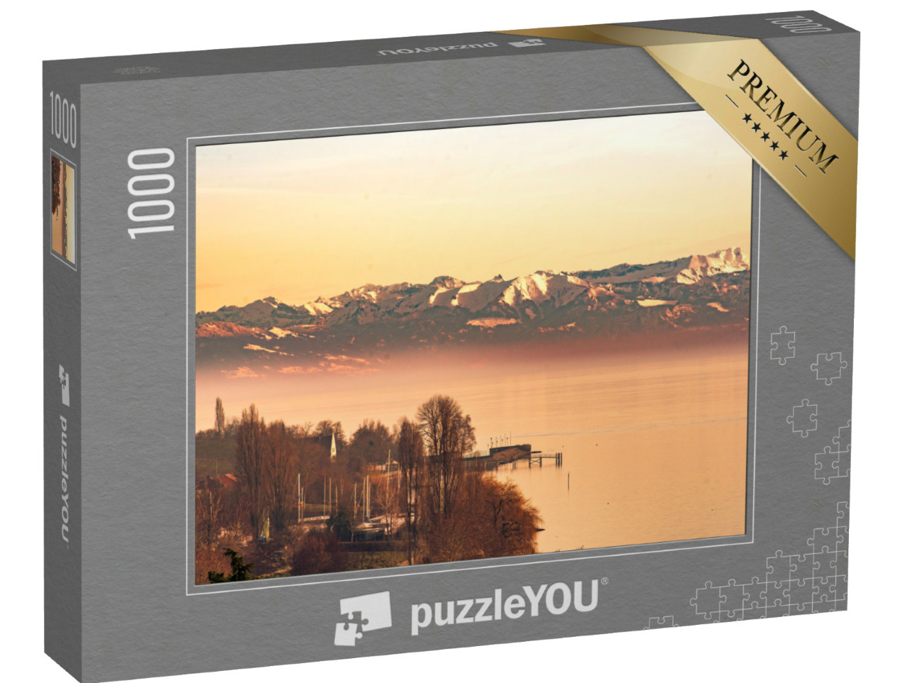 Puzzel 1000 stukjes „Avondgloed op het Bodenmeer met de Zwitserse Alpen“