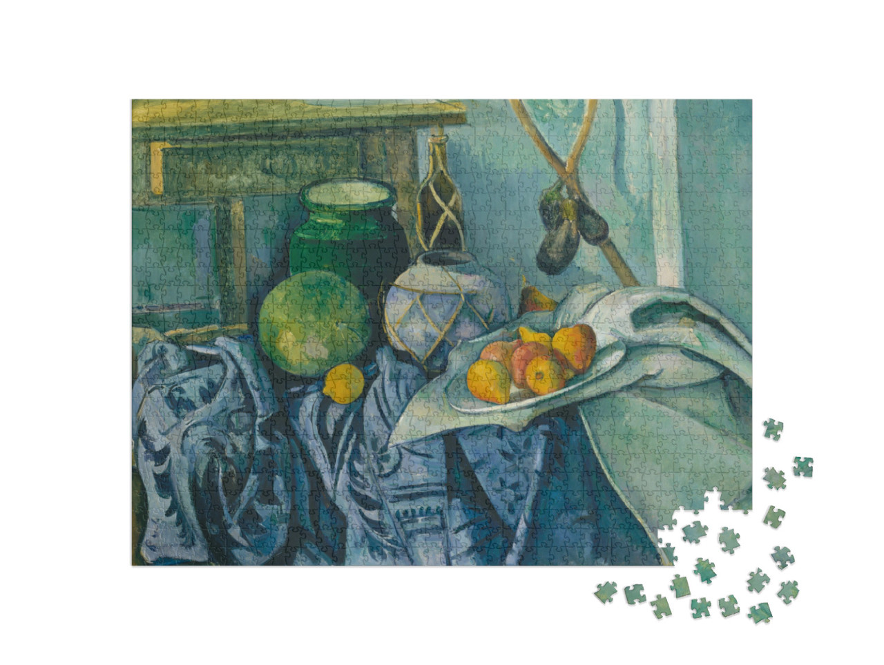 Puzzel 1000 stukjes „Paul Cézanne - Stilleven met een pot gember en aubergines“