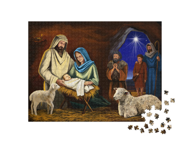 Puzzel 1000 stukjes „Illustratie: Het kerstverhaal“