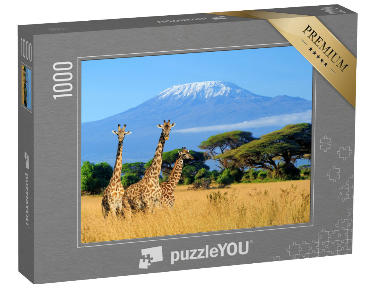 Puzzel 1000 stukjes „Giraffen op de Kilimanjaro, foto uit het nationale park in Kenia“