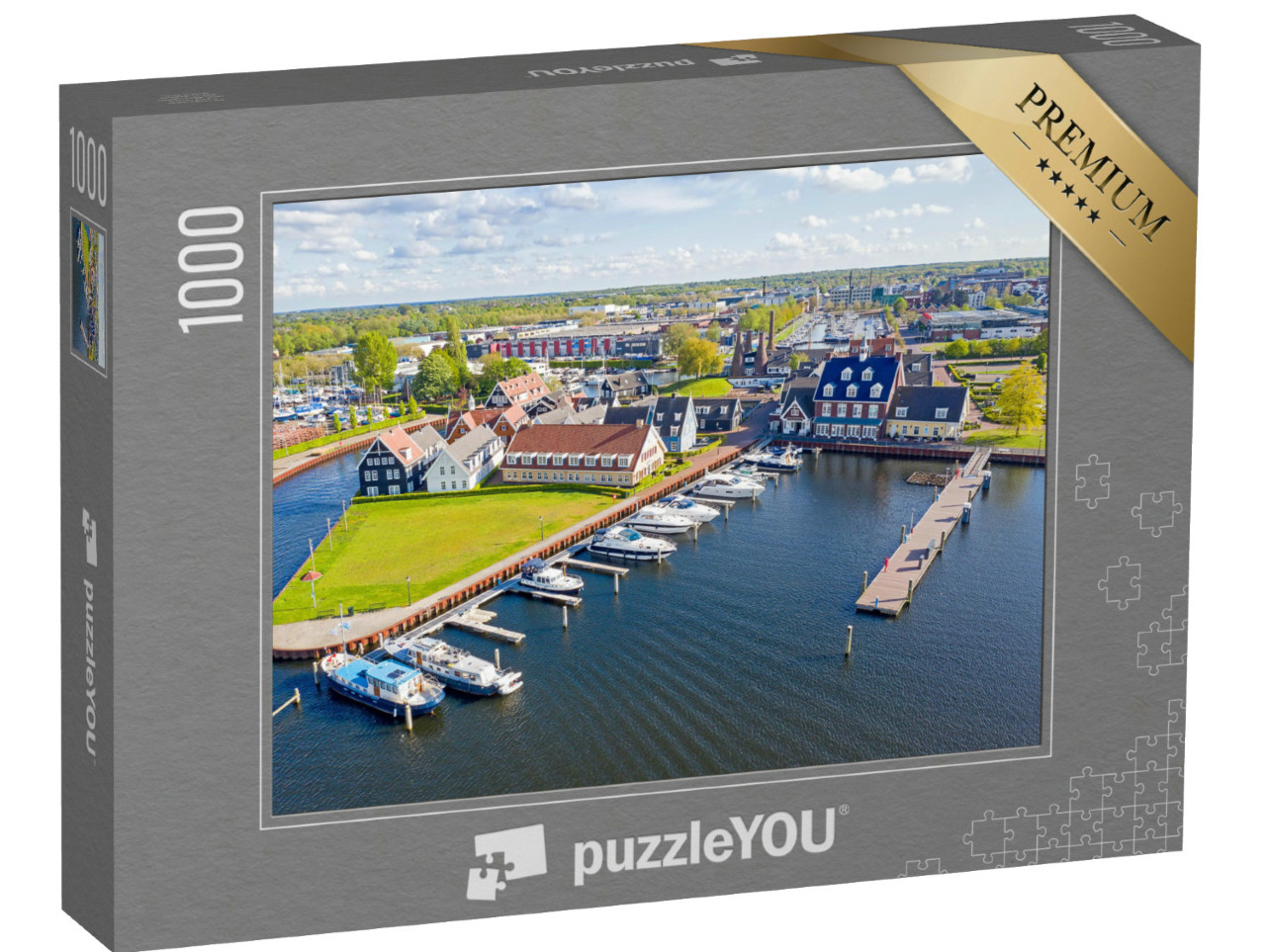Puzzel 1000 stukjes „Luchtfoto van de haven van Huizen“