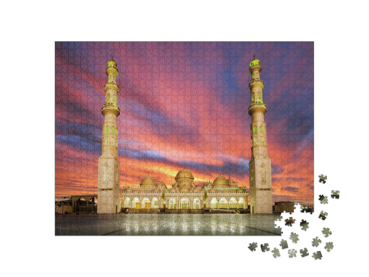 Puzzel 1000 stukjes „Zonsopgang boven de moskee van Hurghada, Egypte“