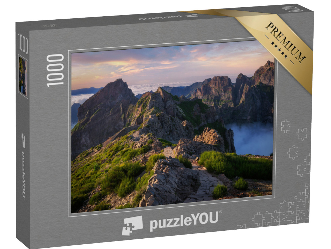 Puzzel 1000 stukjes „Portugal, Madeira, Uitzicht op de bergen en rotsen bij de top van Arieiro“