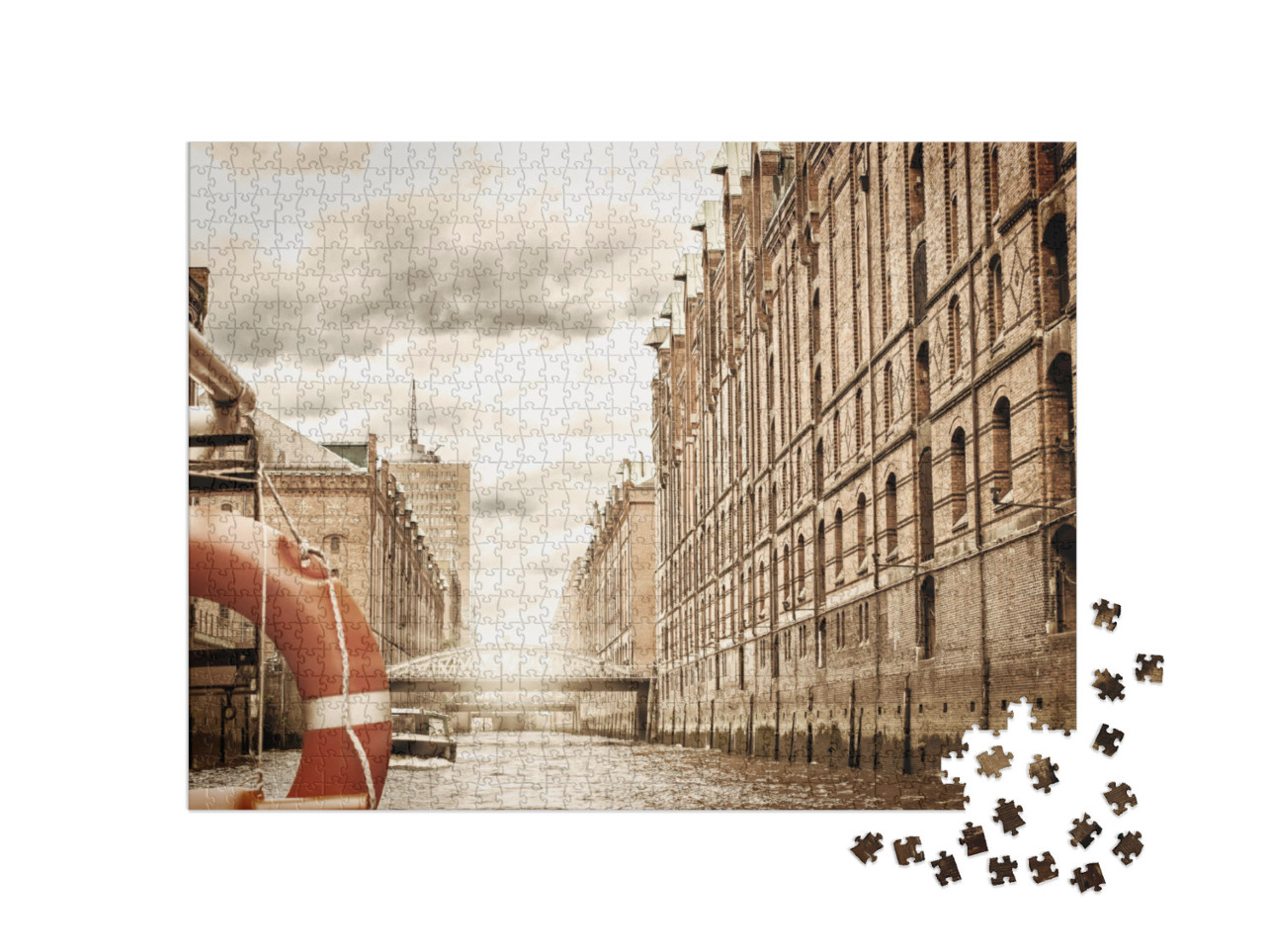 Puzzel 1000 stukjes „Het oude pakhuisdistrict in Hamburg“