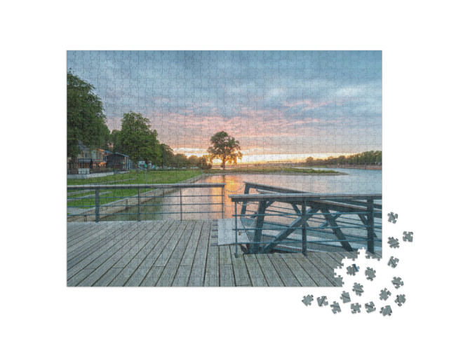 Puzzel 1000 stukjes „Deventer Ijssel zonsondergang“