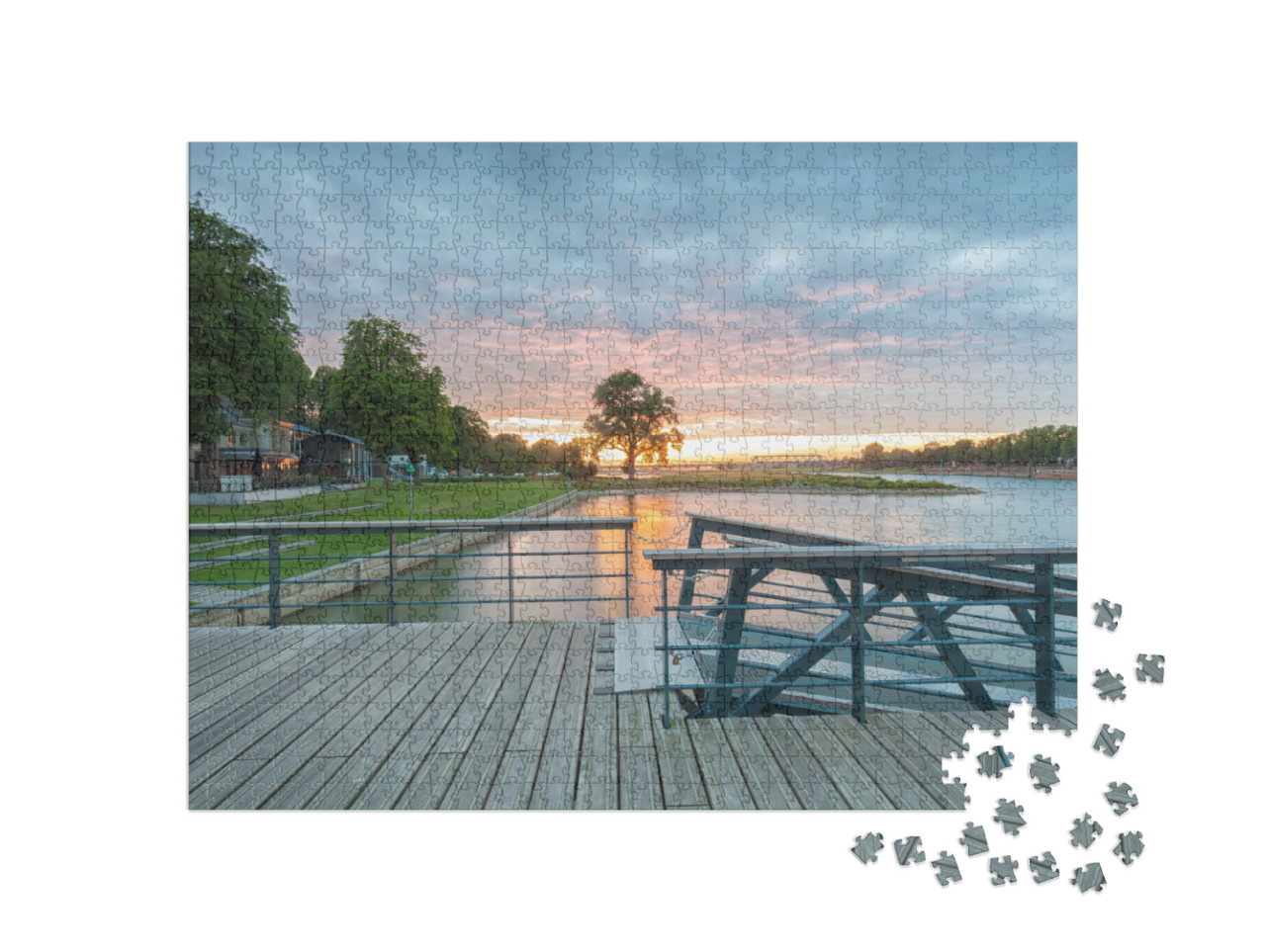Puzzel 1000 stukjes „Deventer Ijssel zonsondergang“