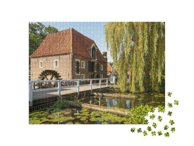 Puzzel 1000 stukjes „Watermolen en sluis in het pittoreske dorpje Borculo in de Achterhoek“