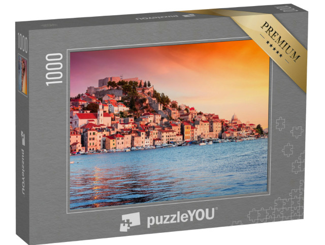 Puzzel 1000 stukjes „Oude stad van Sibenik bij zonsondergang, Kroatië“