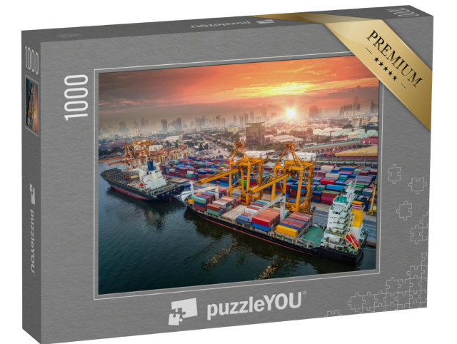 Puzzel 1000 stukjes „Haven en stad bij schemering“