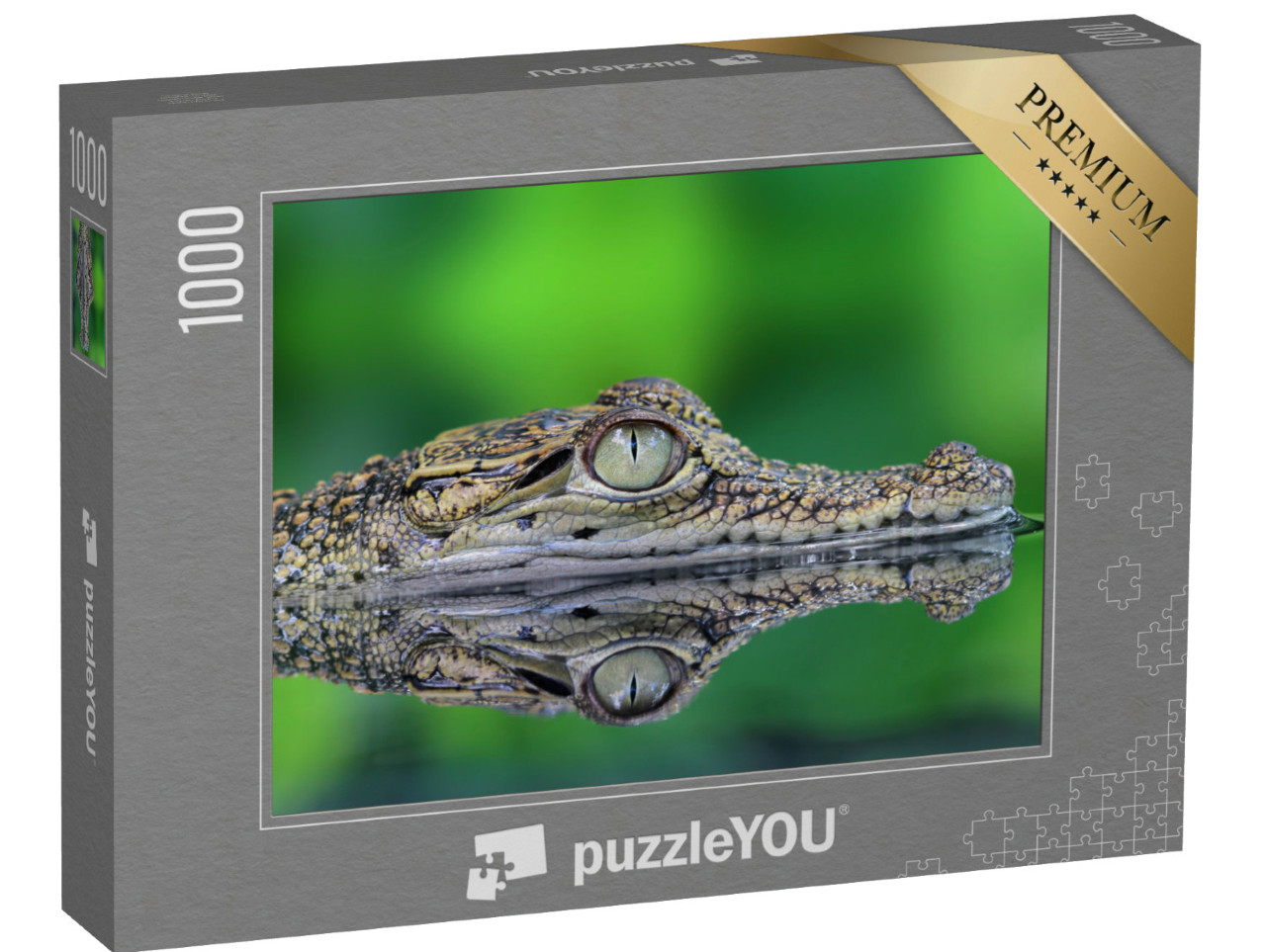 Puzzel 1000 stukjes „Krokodil met reflectie“