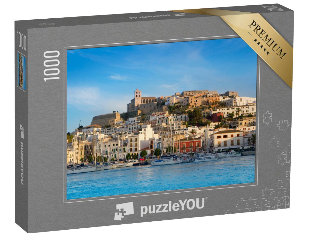 Puzzel 1000 stukjes „Ibiza: Stad met blauwe Middellandse Zee, Spanje“