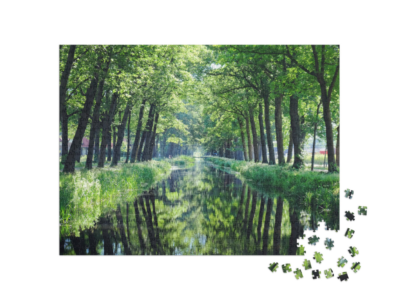 Puzzel 1000 stukjes „Nederlands grachtenlandschap in Griendtsveen, Limburg“