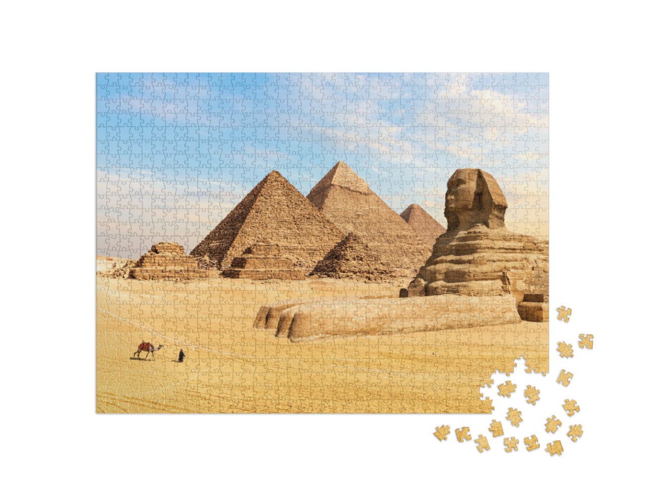 Puzzel 1000 stukjes „Piramides van Gizeh en de Grote Sfinx, Egypte“