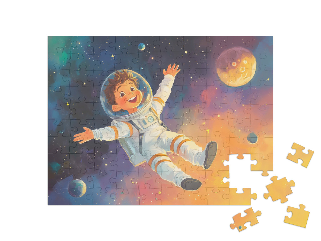 Puzzel 100 stukjes „Gewichtloos in de sterrenzee“