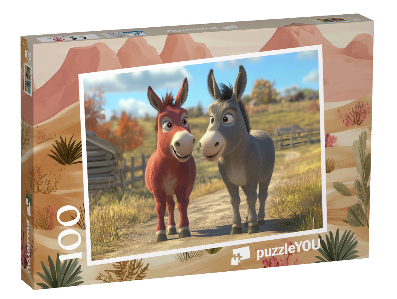 Puzzel 100 stukjes „Ezeluitstapje op de boerderij“