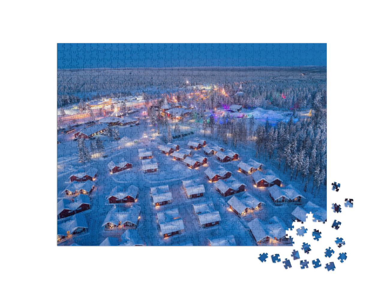 Puzzel 1000 stukjes „Besneeuwd kerstmannen dorp in Rovaniemi, Finland“