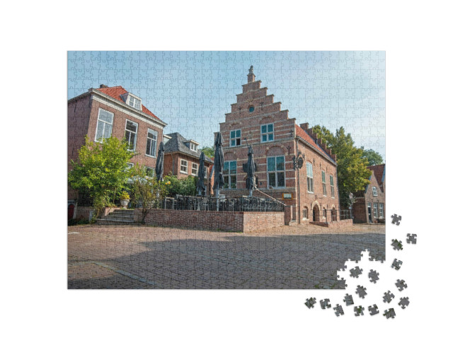 Puzzel 1000 stukjes „Middeleeuwse huizen in de vestingstad Woudrichem in Nederland“