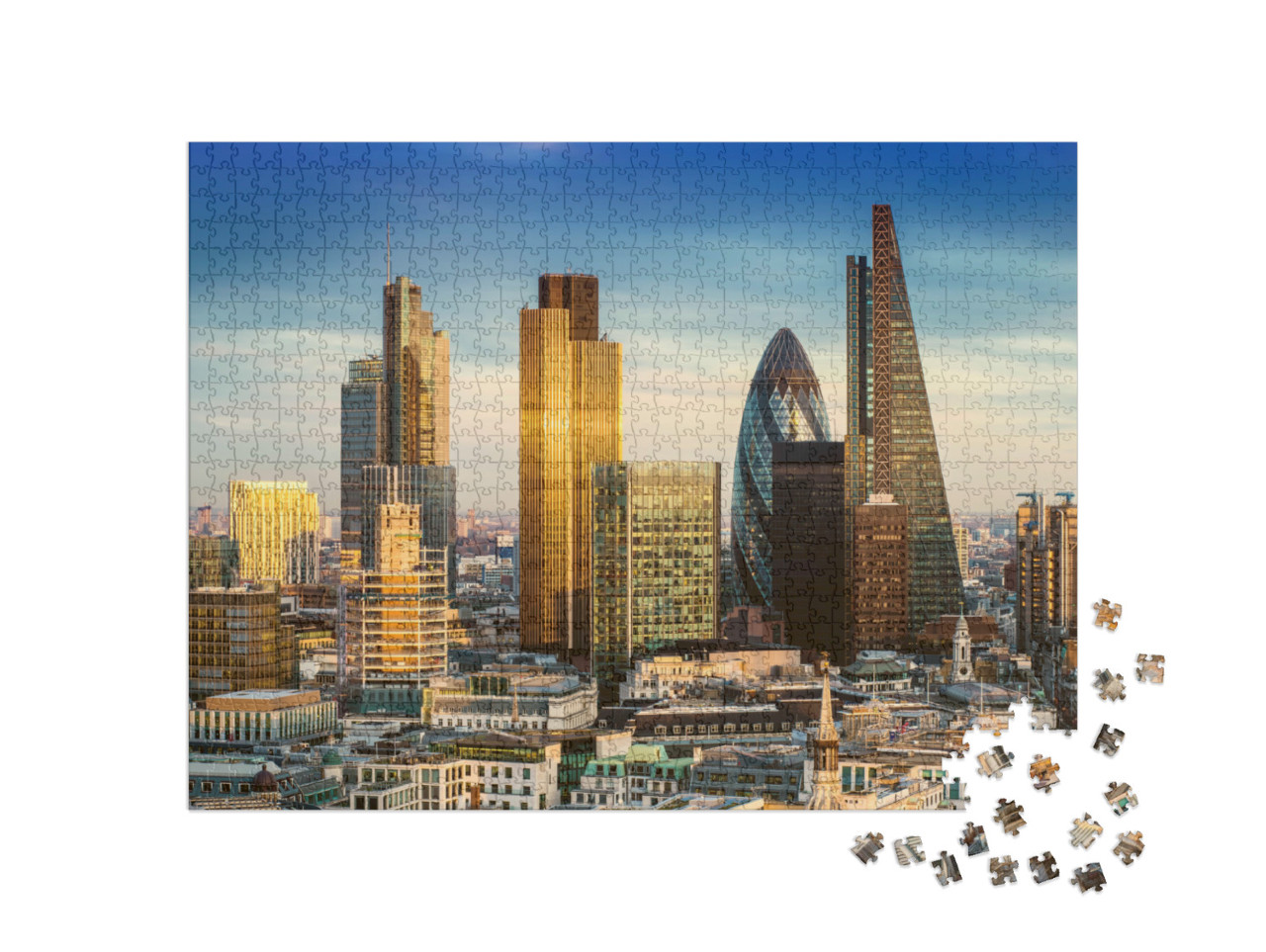 Puzzel 1000 stukjes „Zakenwijk met beroemde wolkenkrabbers, Londen, Engeland“