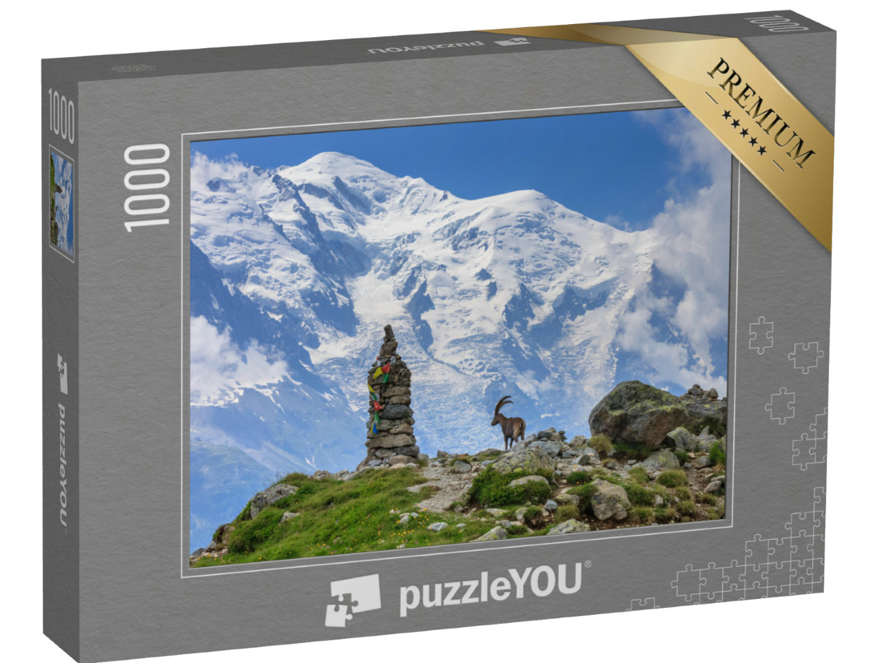 Puzzel 1000 stukjes „Alpensteenbok voor de Mont Blanc, Frankrijk“